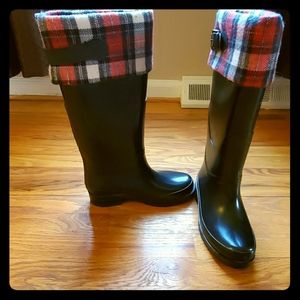 NWOT Couglar Galston Knee High Boots Plaid Accent